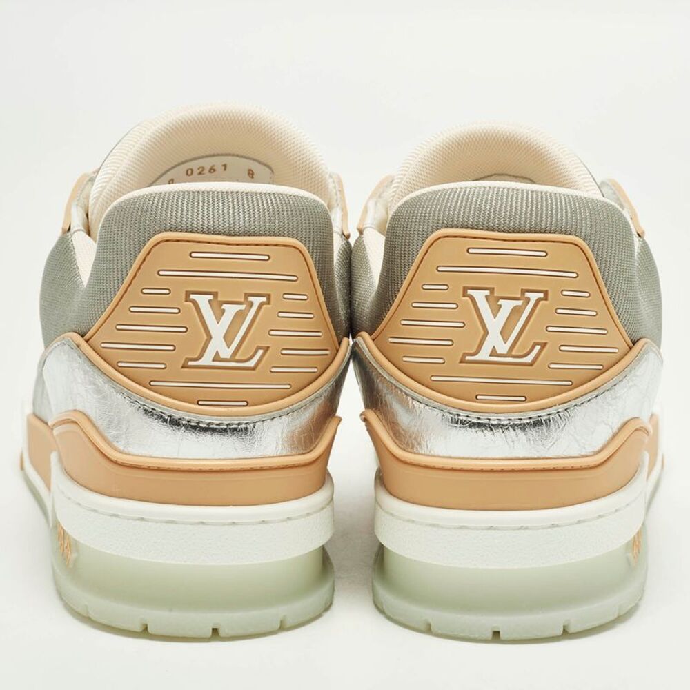 Louis Vuitton Lv Trainer Size 42 Silver/orange Monogram Leather Low Top Sneakers - Picture 5 of 7